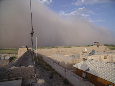 A sand storm heading toward Khanashin Castle 